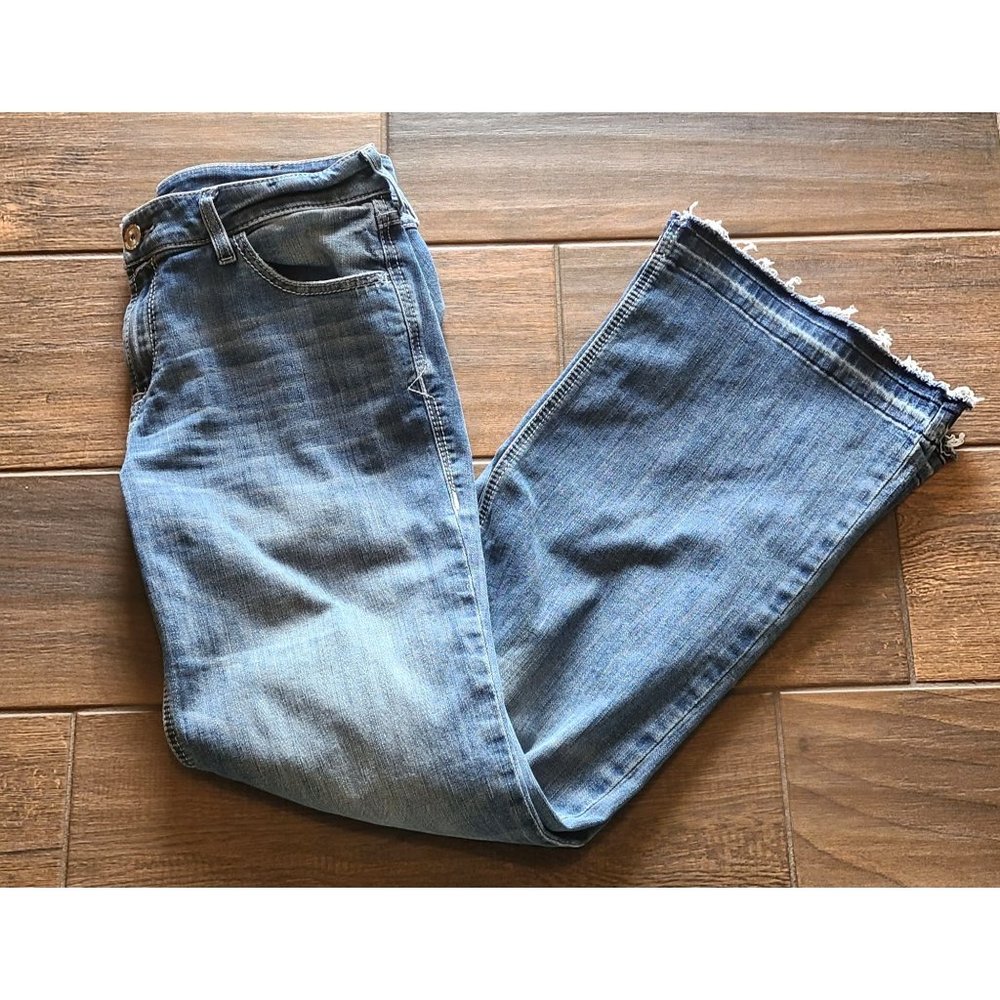 Ariat Denim Trouser Mid Leah 3D Wide Leg Stretch Blue Jeans Womens 31R